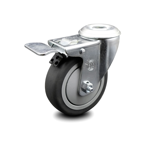 4 Inch Thermoplastic Rubber Wheel Bolt Hole Caster with Total Lock Brake SCC